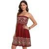 imageCHICGAL Summer Dresses for Women Beach Cover Ups Strapless Boho Floral Print SundressBoho Red Yellow Print