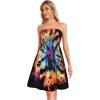 imageCHICGAL Summer Dresses for Women Beach Cover Ups Strapless Boho Floral Print SundressColorful Tie Dye
