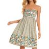 imageCHICGAL Summer Dresses for Women Beach Cover Ups Strapless Boho Floral Print SundressGreen Floral