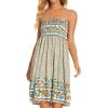 imageCHICGAL Summer Dresses for Women Beach Cover Ups Strapless Boho Floral Print SundressGreen Floral