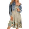 imageCHICGAL Summer Dresses for Women Beach Cover Ups Strapless Boho Floral Print SundressGreen Floral