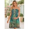imageCHICGAL Summer Dresses for Women Beach Cover Ups Strapless Boho Floral Print SundressGreen Print Flower