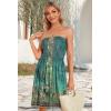 imageCHICGAL Summer Dresses for Women Beach Cover Ups Strapless Boho Floral Print SundressGreen Print Flower