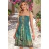 imageCHICGAL Summer Dresses for Women Beach Cover Ups Strapless Boho Floral Print SundressGreen Print Flower
