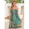 imageCHICGAL Summer Dresses for Women Beach Cover Ups Strapless Boho Floral Print SundressGreen Print Flower