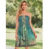 imageCHICGAL Summer Dresses for Women Beach Cover Ups Strapless Boho Floral Print SundressGreen Print Flower