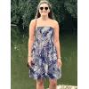 imageCHICGAL Summer Dresses for Women Beach Cover Ups Strapless Boho Floral Print SundressLeaf Navy 02