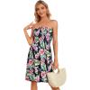 imageCHICGAL Summer Dresses for Women Beach Cover Ups Strapless Boho Floral Print SundressNavy Pink Flower