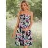 imageCHICGAL Summer Dresses for Women Beach Cover Ups Strapless Boho Floral Print SundressNavy Pink Flower
