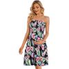 imageCHICGAL Summer Dresses for Women Beach Cover Ups Strapless Boho Floral Print SundressNavy Pink Flower