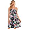 imageCHICGAL Summer Dresses for Women Beach Cover Ups Strapless Boho Floral Print SundressNavy Pink Flower