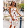 imageCHICGAL Summer Dresses for Women Beach Cover Ups Strapless Boho Floral Print SundressRed White Floral