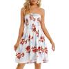 imageCHICGAL Summer Dresses for Women Beach Cover Ups Strapless Boho Floral Print SundressRed White Floral