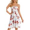 imageCHICGAL Summer Dresses for Women Beach Cover Ups Strapless Boho Floral Print SundressRed White Floral