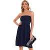 imageCHICGAL Summer Dresses for Women Beach Cover Ups Strapless Boho Floral Print SundressSolid Navy Blue