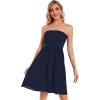 imageCHICGAL Summer Dresses for Women Beach Cover Ups Strapless Boho Floral Print SundressSolid Navy Blue