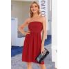 imageCHICGAL Summer Dresses for Women Beach Cover Ups Strapless Boho Floral Print SundressSolid Red
