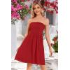 imageCHICGAL Summer Dresses for Women Beach Cover Ups Strapless Boho Floral Print SundressSolid Red