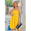 imageCHICGAL Summer Dresses for Women Beach Cover Ups Strapless Boho Floral Print SundressSolid Yellow