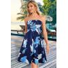 imageCHICGAL Summer Dresses for Women Beach Cover Ups Strapless Boho Floral Print SundressTropical Blue Leaf