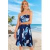 imageCHICGAL Summer Dresses for Women Beach Cover Ups Strapless Boho Floral Print SundressTropical Blue Leaf