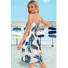 imageCHICGAL Summer Dresses for Women Beach Cover Ups Strapless Boho Floral Print SundressTropical Green Leaf