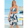 imageCHICGAL Summer Dresses for Women Beach Cover Ups Strapless Boho Floral Print SundressTropical Green Leaf
