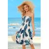 imageCHICGAL Summer Dresses for Women Beach Cover Ups Strapless Boho Floral Print SundressTropical Green Leaf