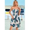 imageCHICGAL Summer Dresses for Women Beach Cover Ups Strapless Boho Floral Print SundressTropical Green Leaf