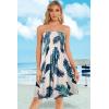 imageCHICGAL Summer Dresses for Women Beach Cover Ups Strapless Boho Floral Print SundressTropical Green Leaf