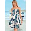 imageCHICGAL Summer Dresses for Women Beach Cover Ups Strapless Boho Floral Print SundressTropical Green Leaf