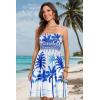 imageCHICGAL Summer Dresses for Women Beach Cover Ups Strapless Boho Floral Print SundressWhite Blue Tree