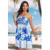 imageCHICGAL Summer Dresses for Women Beach Cover Ups Strapless Boho Floral Print SundressWhite Blue Tree