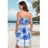 imageCHICGAL Summer Dresses for Women Beach Cover Ups Strapless Boho Floral Print SundressWhite Blue Tree