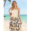 imageCHICGAL Summer Dresses for Women Beach Cover Ups Strapless Boho Floral Print SundressYellow Coconut Tree