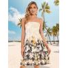 imageCHICGAL Summer Dresses for Women Beach Cover Ups Strapless Boho Floral Print SundressYellow Coconut Tree