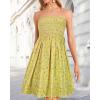 imageCHICGAL Summer Dresses for Women Beach Cover Ups Strapless Boho Floral Print SundressYellow Small Flowers
