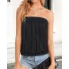 imageCHICGAL Womens Tube Tops Summer Casual Bandeau Tank Casual Strapless Blouse Off The Shoulder Tunic ShirtsA Solid Black