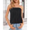 imageCHICGAL Womens Tube Tops Summer Casual Bandeau Tank Casual Strapless Blouse Off The Shoulder Tunic ShirtsA Solid Black