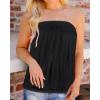 imageCHICGAL Womens Tube Tops Summer Casual Bandeau Tank Casual Strapless Blouse Off The Shoulder Tunic ShirtsA Solid Black
