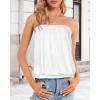 imageCHICGAL Womens Tube Tops Summer Casual Bandeau Tank Casual Strapless Blouse Off The Shoulder Tunic ShirtsA Solid White