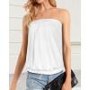 imageCHICGAL Womens Tube Tops Summer Casual Bandeau Tank Casual Strapless Blouse Off The Shoulder Tunic ShirtsA Solid White