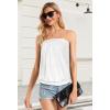 imageCHICGAL Womens Tube Tops Summer Casual Bandeau Tank Casual Strapless Blouse Off The Shoulder Tunic ShirtsA Solid White