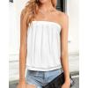 imageCHICGAL Womens Tube Tops Summer Casual Bandeau Tank Casual Strapless Blouse Off The Shoulder Tunic ShirtsA Solid White