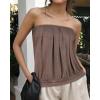 imageCHICGAL Womens Tube Tops Summer Casual Bandeau Tank Casual Strapless Blouse Off The Shoulder Tunic ShirtsB Coffee Hemp
