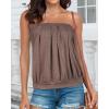 imageCHICGAL Womens Tube Tops Summer Casual Bandeau Tank Casual Strapless Blouse Off The Shoulder Tunic ShirtsB Coffee Hemp