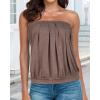 imageCHICGAL Womens Tube Tops Summer Casual Bandeau Tank Casual Strapless Blouse Off The Shoulder Tunic ShirtsB Coffee Hemp