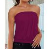 imageCHICGAL Womens Tube Tops Summer Casual Bandeau Tank Casual Strapless Blouse Off The Shoulder Tunic ShirtsB Purplish Red