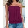 imageCHICGAL Womens Tube Tops Summer Casual Bandeau Tank Casual Strapless Blouse Off The Shoulder Tunic ShirtsB Purplish Red