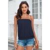 imageCHICGAL Womens Tube Tops Summer Casual Bandeau Tank Casual Strapless Blouse Off The Shoulder Tunic ShirtsB Solid Navy